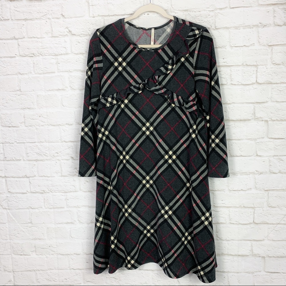 Lime N Chili Asymmetrical Ruffle LongSleeve Dress